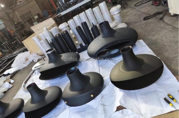 Thép carbon mat màu đen châu Âu Lửa sưởi khí ba mặt 5