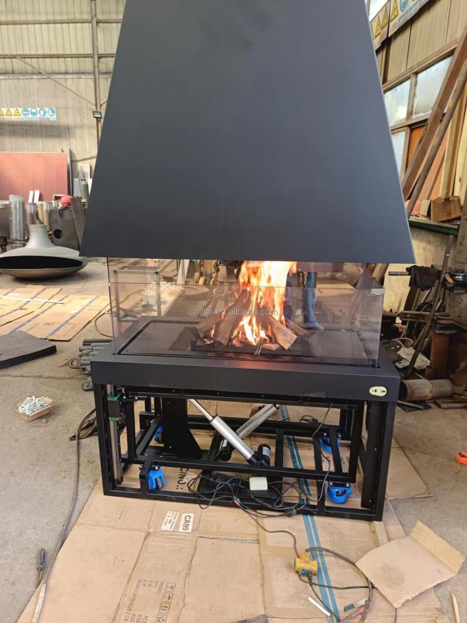 Phong cách Thép Carbon Bàn điều khiển từ xa thủy tinh nghệ thuật lò sưởi đứng độc lập Châu Âu độc quyền cao cấp Đen hiện đại 4