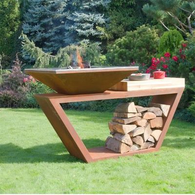 OEM Custom Outdoor Cooking BBQ Gill Corten Metal Garden Barbecue Fire Pit