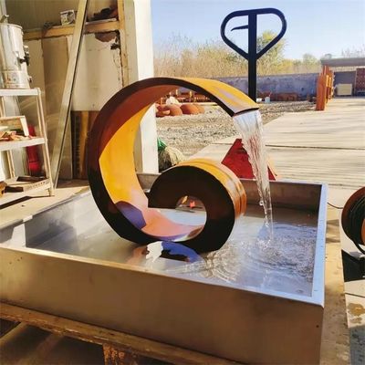Garden Landscape Unique Small Moon Design Corten Steel Water Feature For
