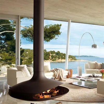 Suspended Steel Real Fire Eco Ethanol Indoor Free Standing Fireplace Black Decorative Hanging Wood Burning Stove