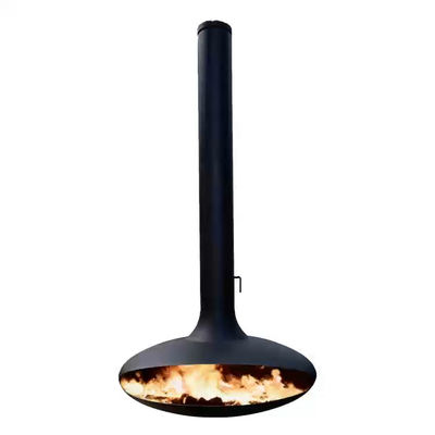 fireplace indoor steel custom black paint decorative hunging Suspended wood burning