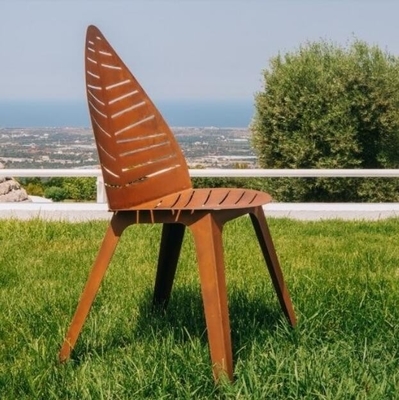 Morden Design Rusty Leaf Shaped Metal Furniture Corten Steel Garden Chair