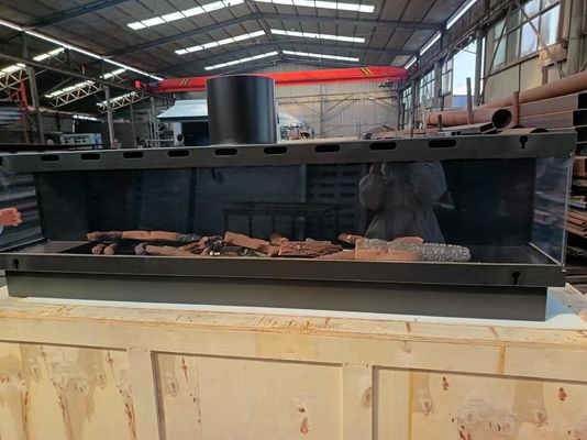 Gas Fireplaces gas fireplace European Black Matte Carbon Propane Steel Three-sided Gas Natural